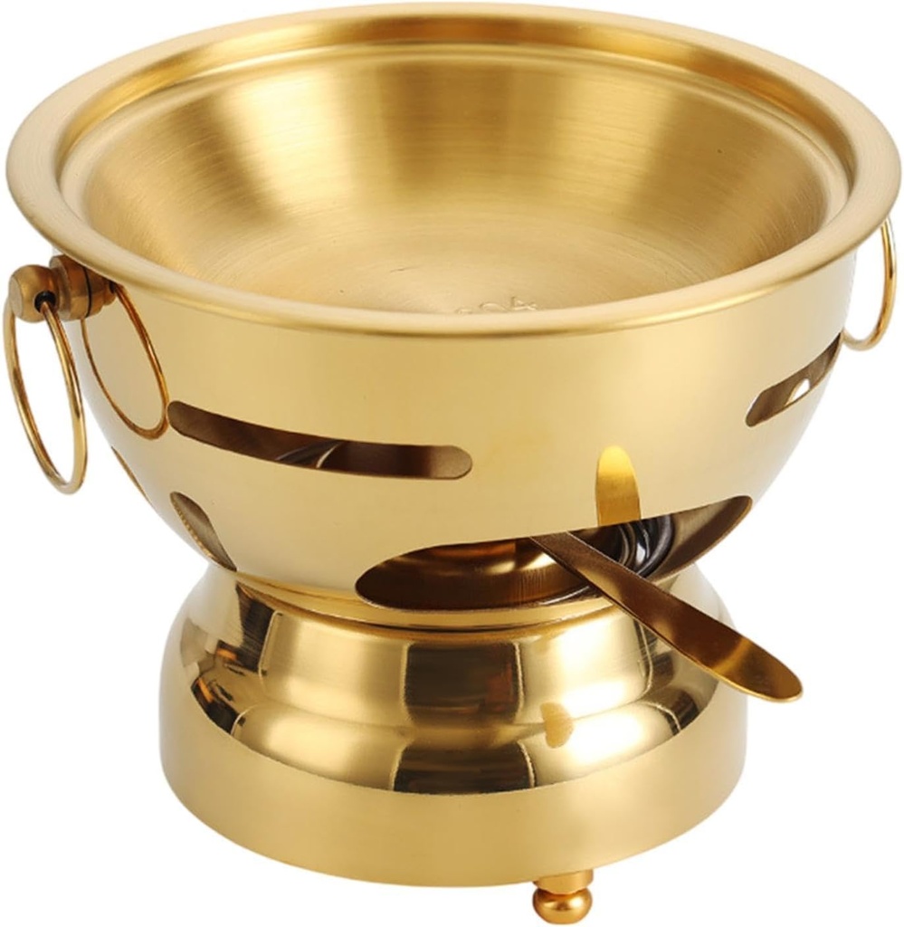 Shabu Hot Pot Alcohol Hot Pot Single Person Hotpot Stockpot Ramen Pot for Family Gathering Dorm Camping Parties Home Use, Gold