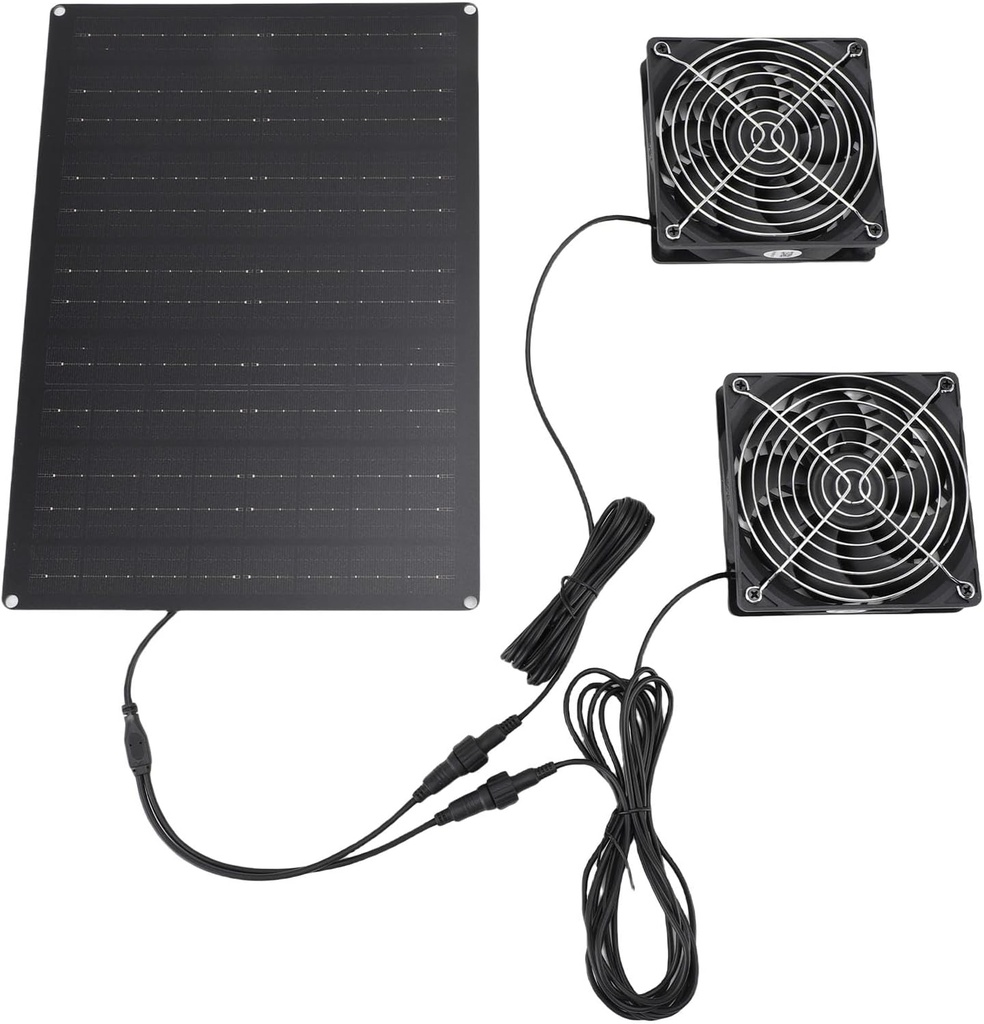 Solar Powered Dual Fan Kit High Speed Cooling Ventilation Fan for Pet House