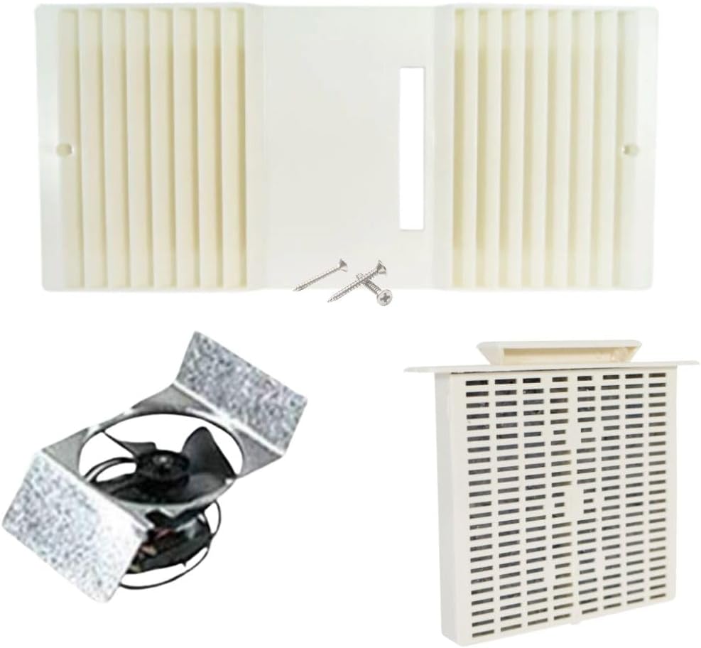 CA-90 Ductless Exhaust Fan Motor Assembly with Louver and Filter (B pack), Bathroom Ventilation & Exhaust Fan, Bathroom Ceiling Ductless Fan Set for Residential Remodel - BEIGE