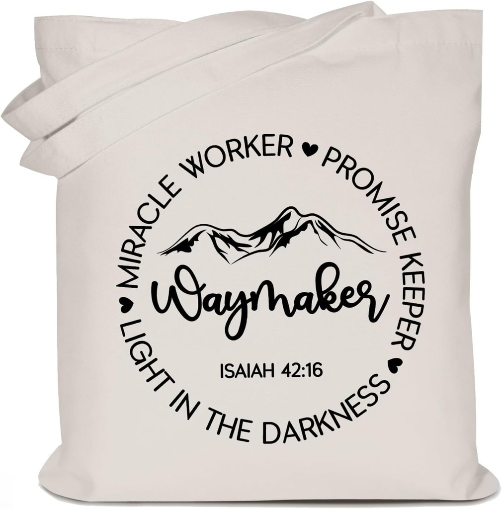 Waymaker Women's Canvas Tote Bag Religious Bible Verse Shoulder Handbag Reusable Grocery Shopping Bag Christian Gift