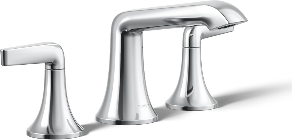 Kohler K-22020-4-CP Kohler K-22020-4 Tempered 1.2 GPM Widespread Bathroom Faucet with UltraGlide and Pop-Up Drain Assembly