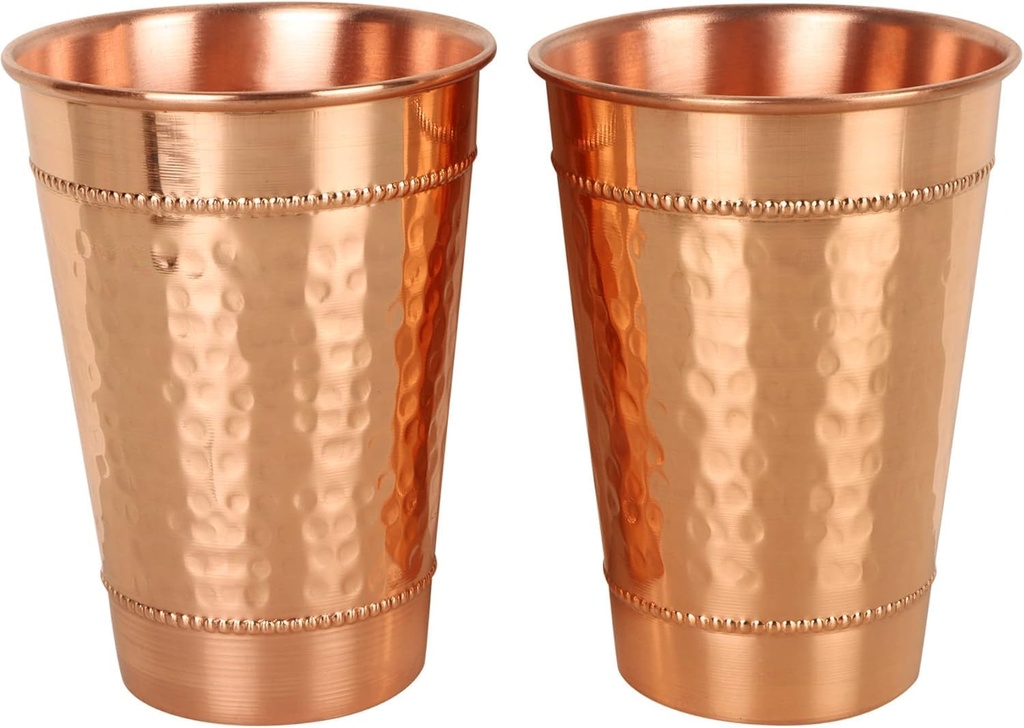 Sky Enterprises Global Hammered Pure Copper Water Drinking Glasses Set of 2