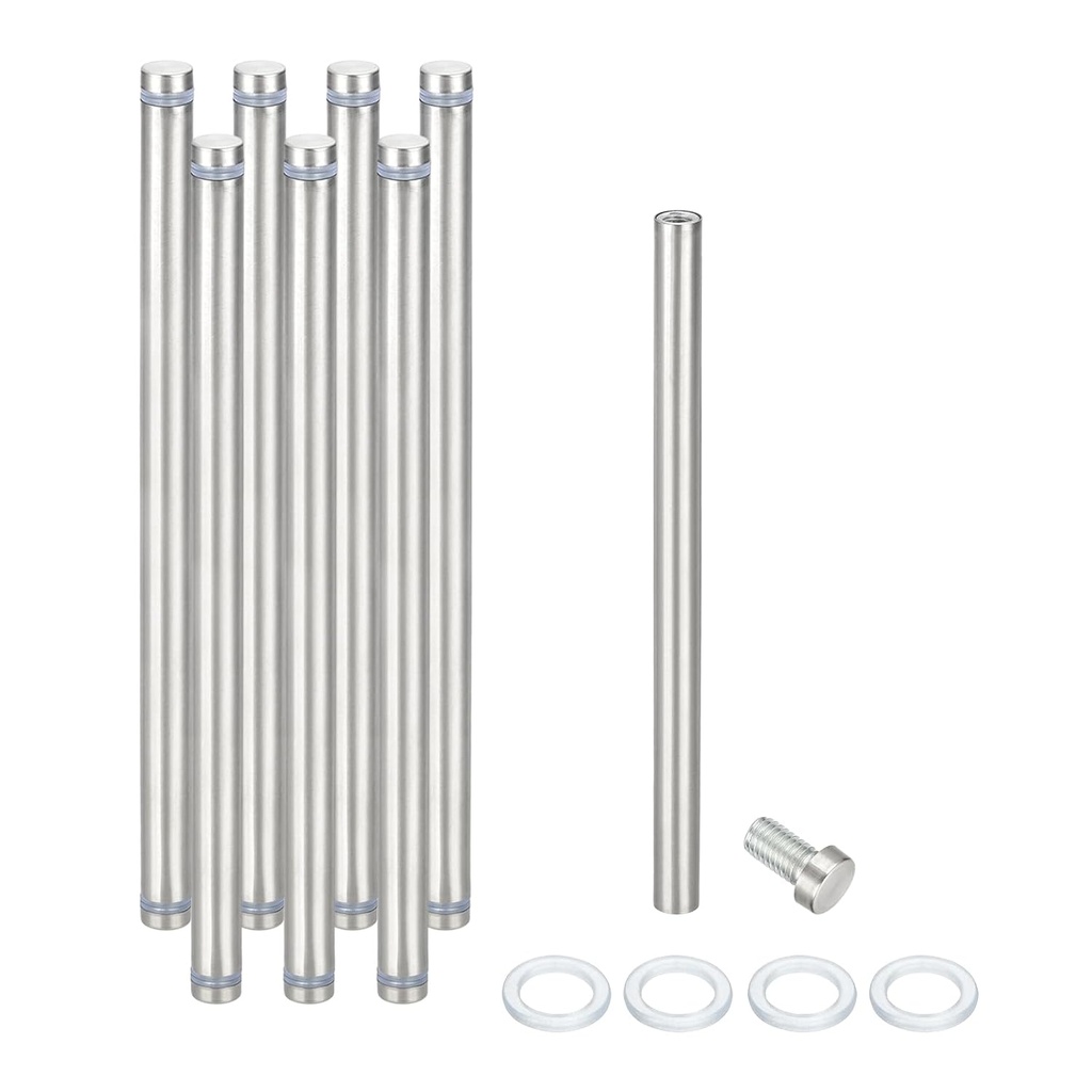 PATIKIL 1/2" x 7.9" Standoff Screws, 8Pcs Stainless Steel Double Head Screw Stand Off Wall Mount Hardware Advertising Nail for Hanging Acrylic Picture Frame