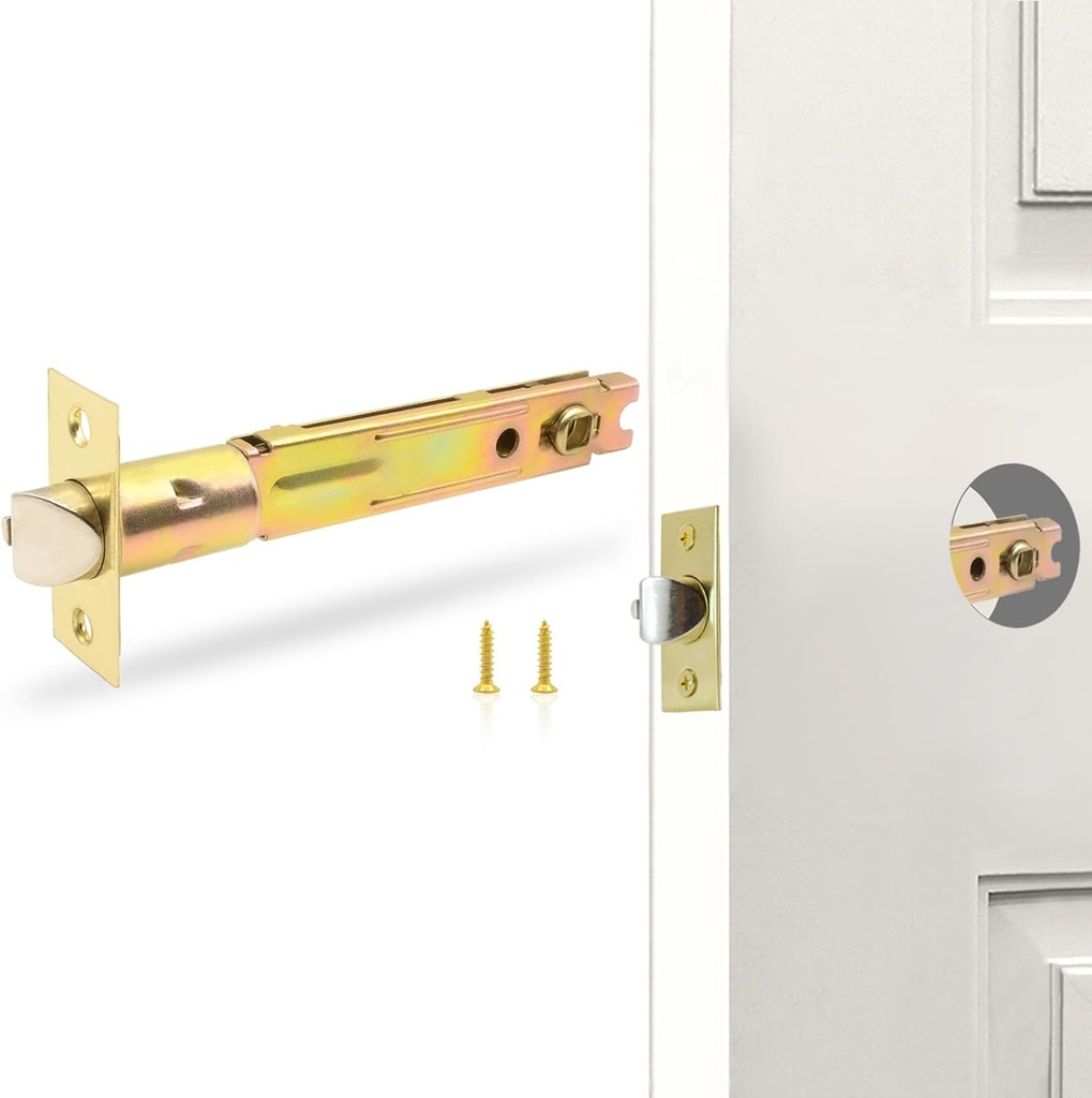 5-Inch Deadlatch Door Lock Replacement Latch with Square Interface Fits 5 Inch Backset Standard Entry Doors Knobset or 90°Rotation Leverset, Polished Brass