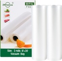 Vacuum Sealer Bags Rolls for Food, Commercial Grade, BPA Free Food Saver Bag 2 Rolls 8" x 20', Rolls for Sous Vide by Nutri-Lock
