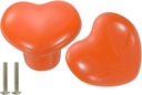 uxcell 2 Packs Heart-Shaped Ceramic Drawer Knobs Orange Dresser Pulls Handles
