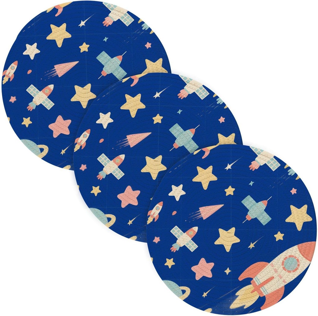 3 Pcs Trivet for Crock Pot 15in Dish Holder Kitchen Countertop Protector alfombrilla de para cocina A Cute Cartoon Blue Universe