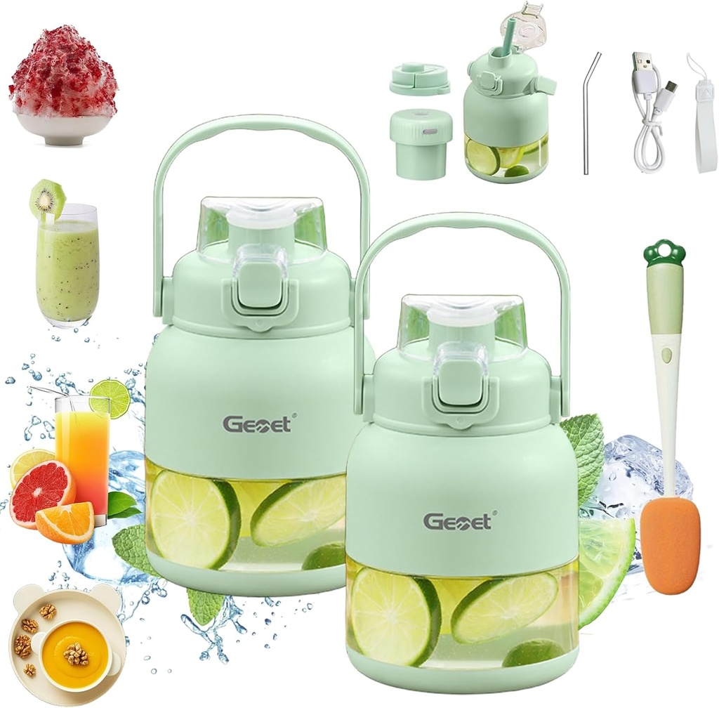 BPA-Free Electric Citrus Juicer 17 Oz, Gemet BPA-Free Electric Citrus Juicer 17 Oz Portable Blender, Multifunctional Wireless Blender With Straw, Two Lids for Smoothies, Shakes, Food (2)