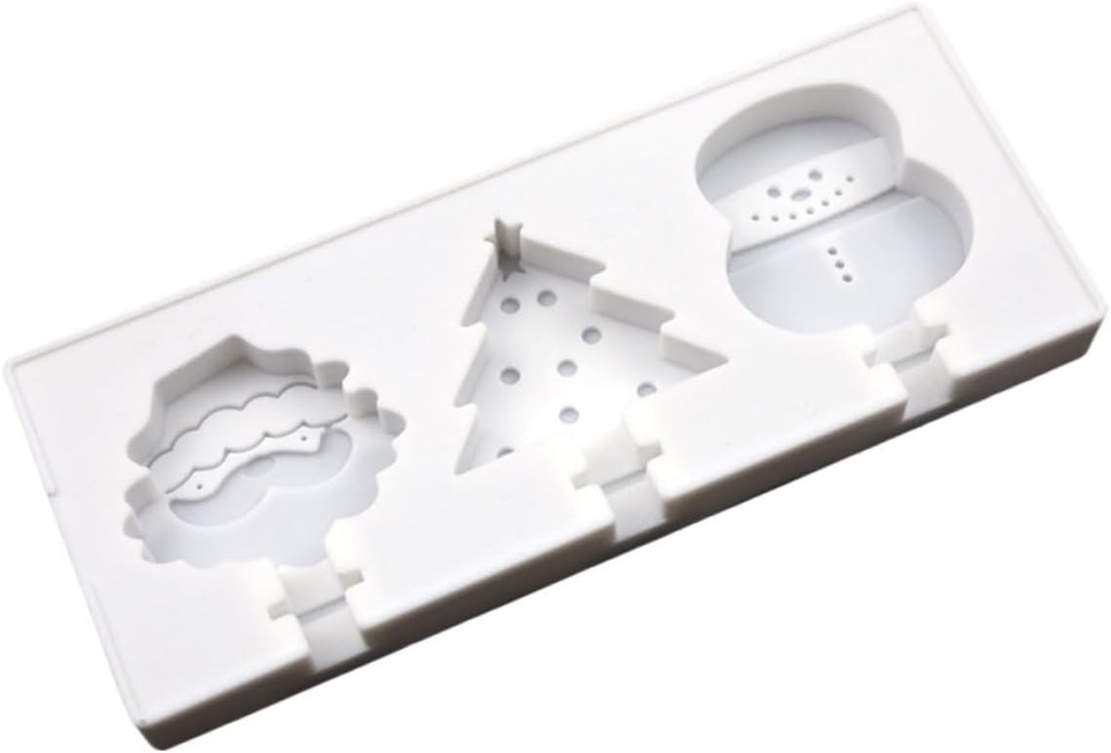 Wear- Christmas Tree Popsicle Mold Creative Silicone Ice Cream Maker for Homemade Healthy Treats Reusable Household Ice Pop Mold with Festive Santa and Snowman Shapes and Store