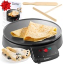 12" Griddle & Crepe Maker, Non-Stick Electric Holiday Crepe Pan w Batter Spreader & Recipe Guide- Dual Use Hot Plate for Xmas Morning Blintzes, Eggs, Pancakes- Portable, Adjustable Temp Settings- Gift