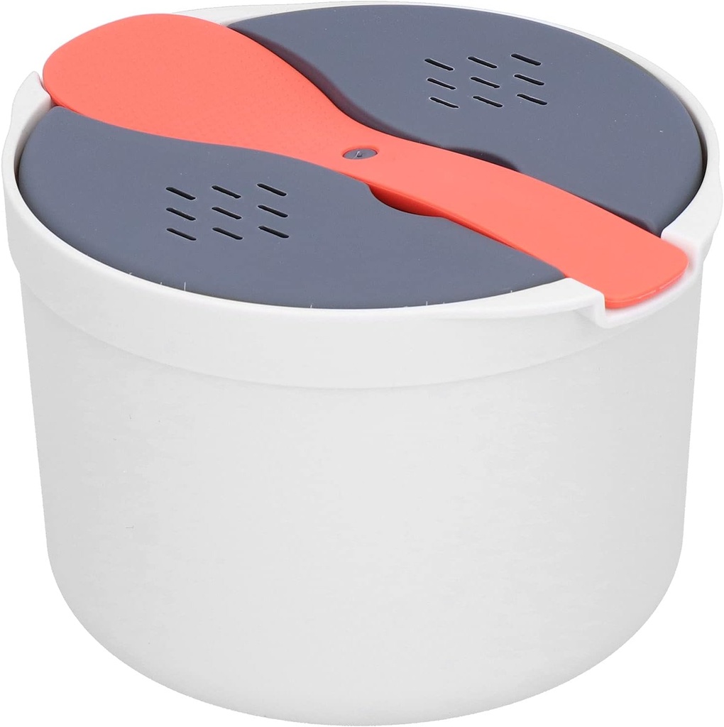 Rice Cooker Steamer, 2L Microwave Rice Cooker, Microwave Vegetable Steamer with Strainer and Protective Cover, Non-stick Rice Cookers for Cooking Rice, Grains, Steaming Vegetables, Dishwasher Safe