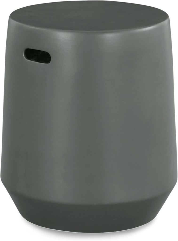 Signature Design by Ashley Kalmunds 17.5" Modern Ceramic Indoor/Outdoor Stool, Light Gray