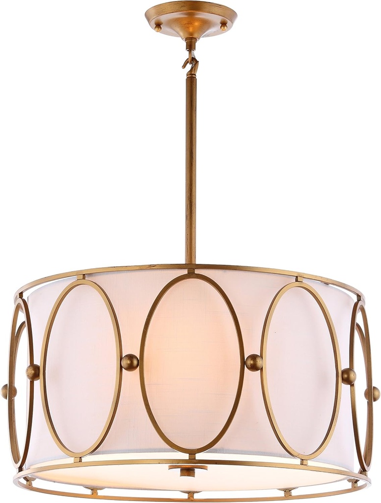 JONATHAN Y JYL9008A Violetta 3-Light 19" Metal LED Pendant, Contemporary, Modern, Transitional, Office, Living Room, Family Room, Dining Room, Kitchen, Bedroom, Bathroom, Hallway, Foyer, Gold/White