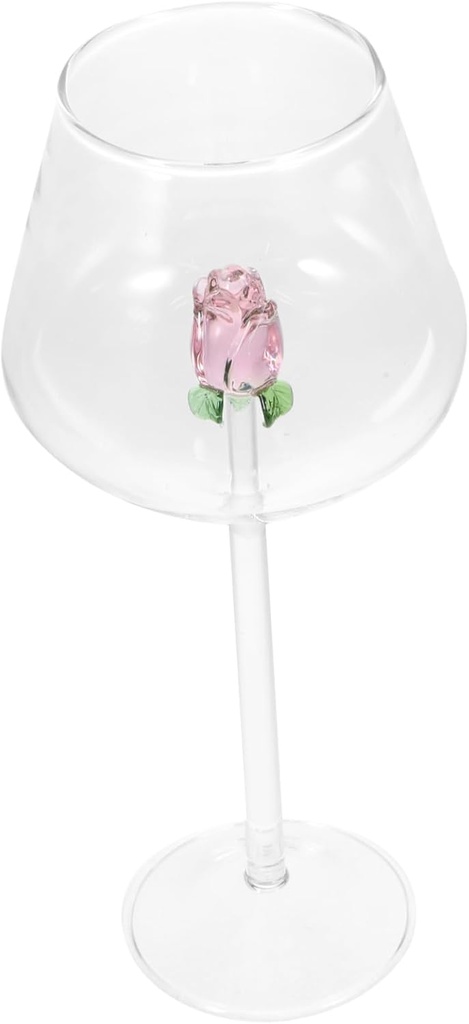 GLEAVI Elegant Crystal Goblet Glass for Red Wine – Rose Design 8oz Capacity for Home Bar and Special Occasions