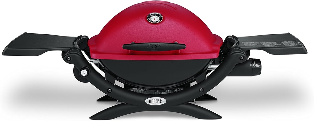Weber Q1200 Liquid Propane Portable Gas Grill for Travel and Camping, 1 Burner, Red