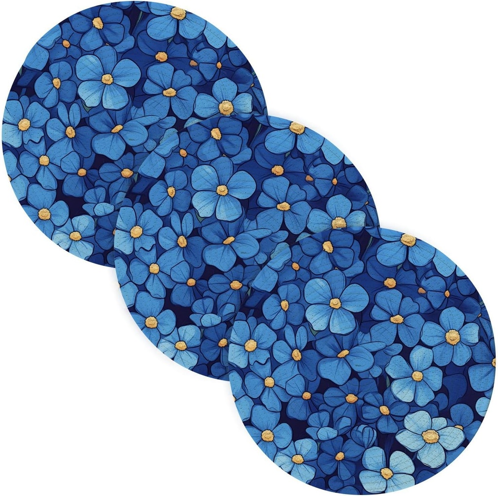 Multi-blue Flowers 3 Pcs Extra Large Trivet for Crock Pot 15in Absorb Water Cooking Pad Spoon Rest For Cooking And Baking