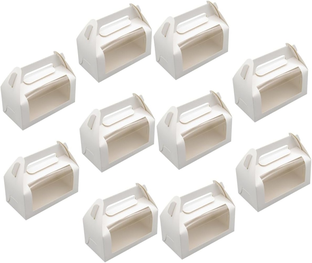 Luxshiny 10Pcs Portable Toast Wrapping Boxes Handheld Cake Packaging for Bread Desserts Snacks Board Material for Baking Lightweight and Easy to Carry