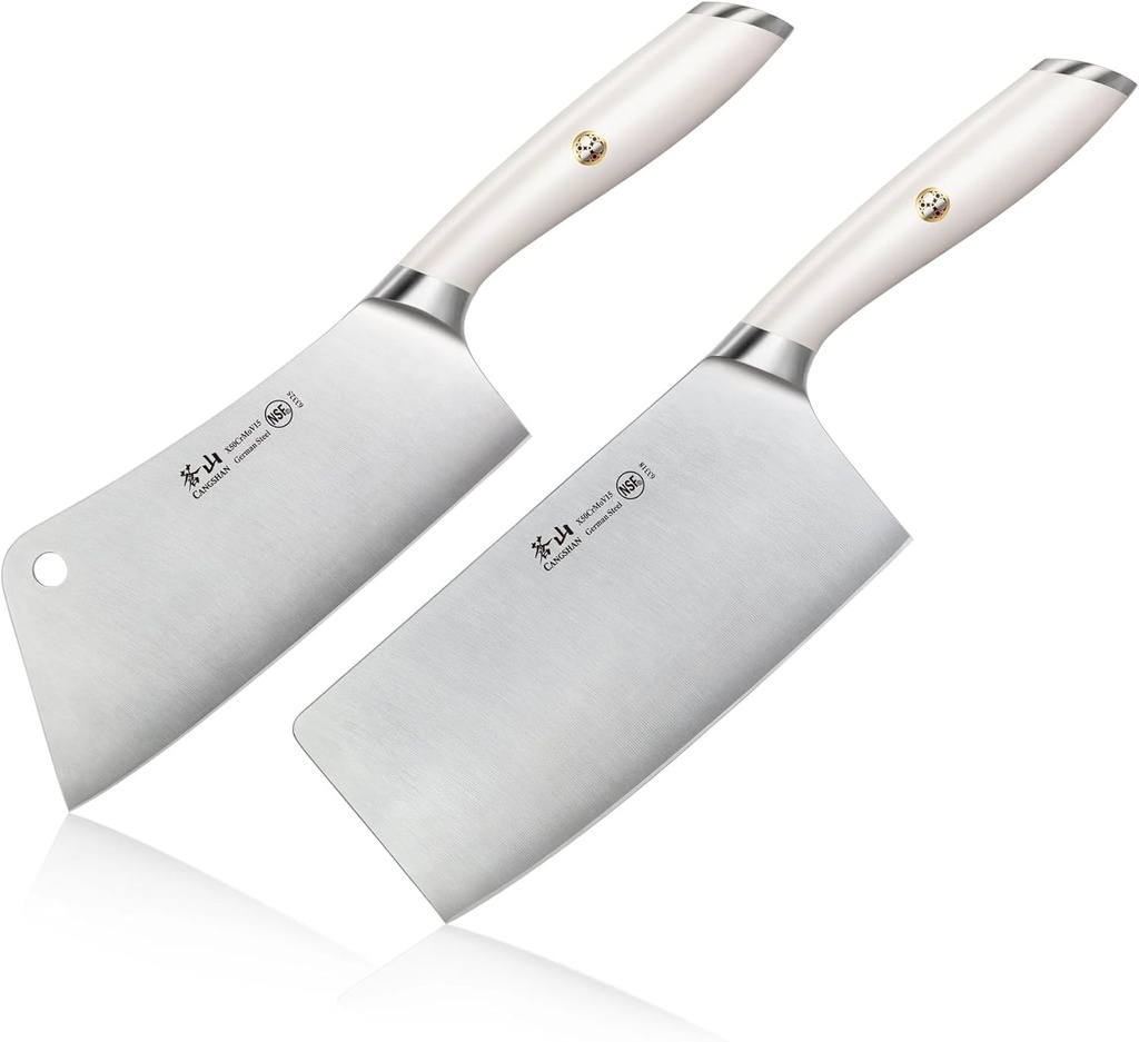 Cangshan L1 Series 2-Piece Cleaver Set, Forged German Steel (White)