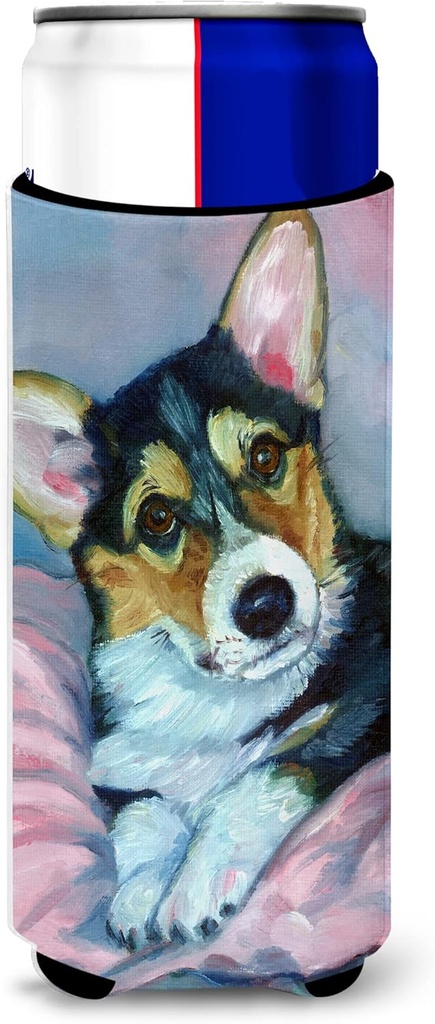 Corgi Puppy with pink blanket Ultra Beverage Insulators for slim cans