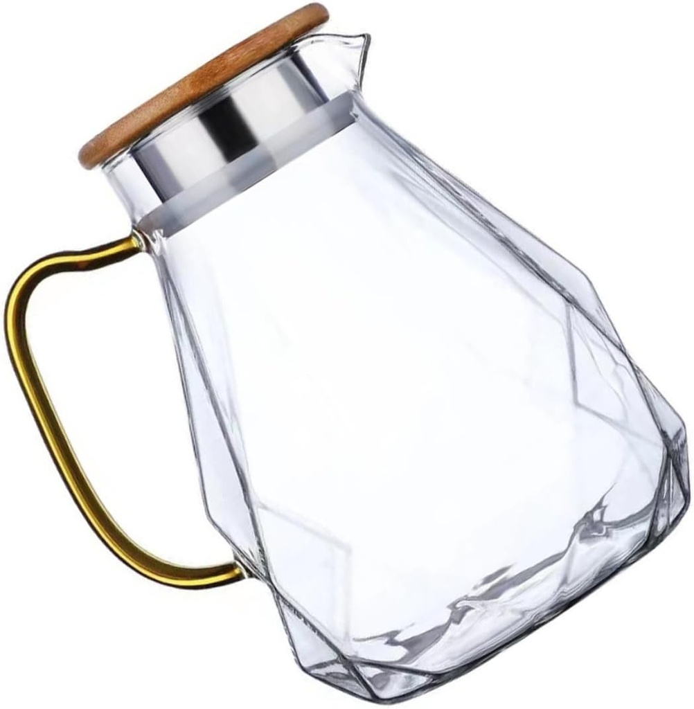 PRETYZOOM 1pc Glass Pitcher Ergonomic Handle Juice Kettle for Iced Tea Lid and Stylish Water Dispenser for Home and Parties