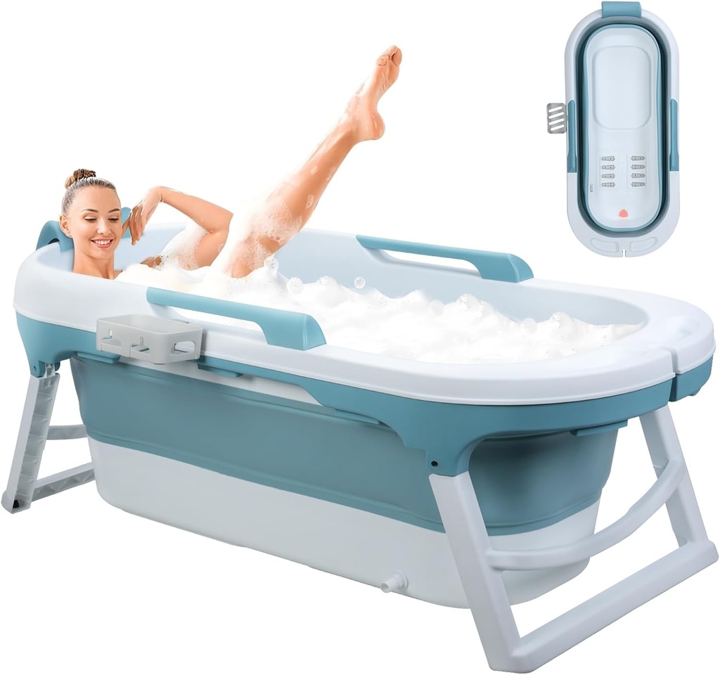 Portable Bathtub Portable Bath Tubs Adult, Large Collapsible Bathtub for Shower, Ice Bath, Soaking Tub, Freestanding Bathtubs with Massage Board, Portable Camping Shower Blue Blue