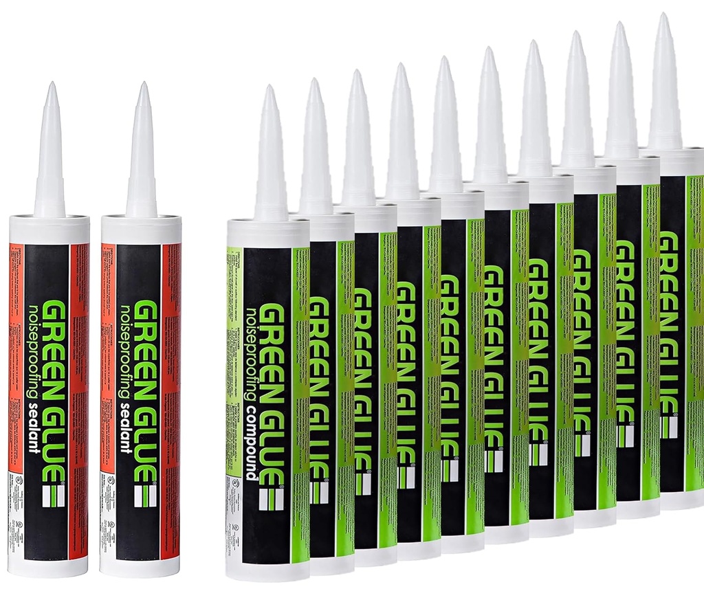 Trademark Soundproofing Green Glue Soundproofing Compound and Acoustical Sealant Combo Set - Ten Green Glue Noiseproofing Compound and Two Acoustic Caulk Adhesive Seal