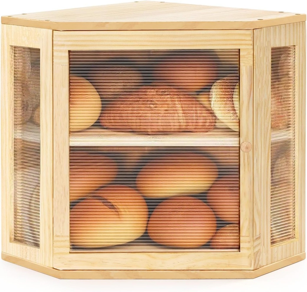 Corner Bread Box for Kitchen Countertop Two-Tier Large Capacity Bread Boxes Storage Container with Adjustable Height Countertop Bread Storage Bin