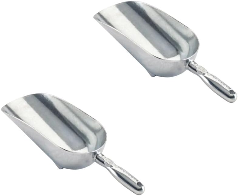Soro Essentials - 12 oz Aluminum Utility Scoop with Built-in Low-Profile Feet Set of 2- Kitchen Ice Scooper for Ice Maker Small Food Scoops for Bar Party Wedding Kitchen Utility Scoop Candy Flour