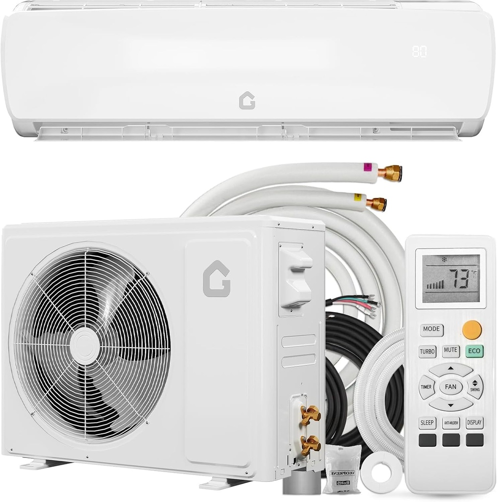 GAOMON 18000BTU Mini Split Ac/Heating System,19 SEER2 230V AC Unit Cools Rooms up to1250 Sq. Ft, Ductless Heat Pump Wall Mount Split Air Conditioner, Energy Saving Heat Pump, Low Noise