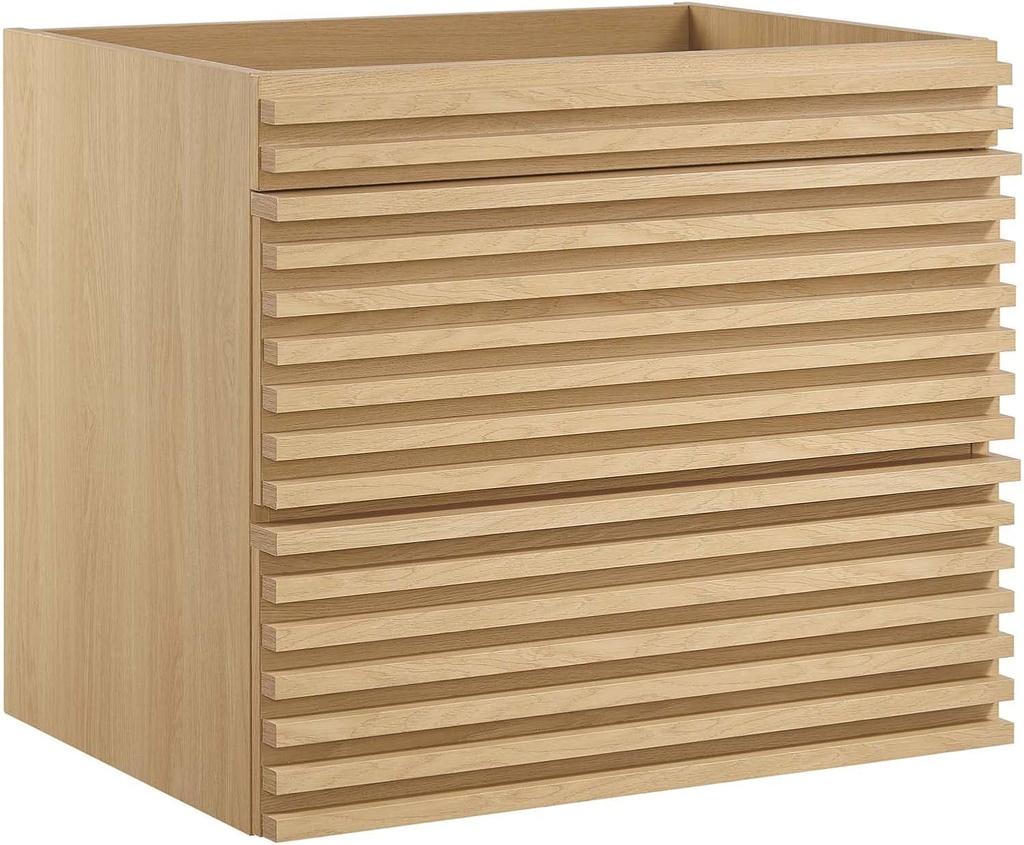 Modway Render 24" Wall-Mount Bathroom Vanity Cabinet in Oak - Sink Basin Not Included