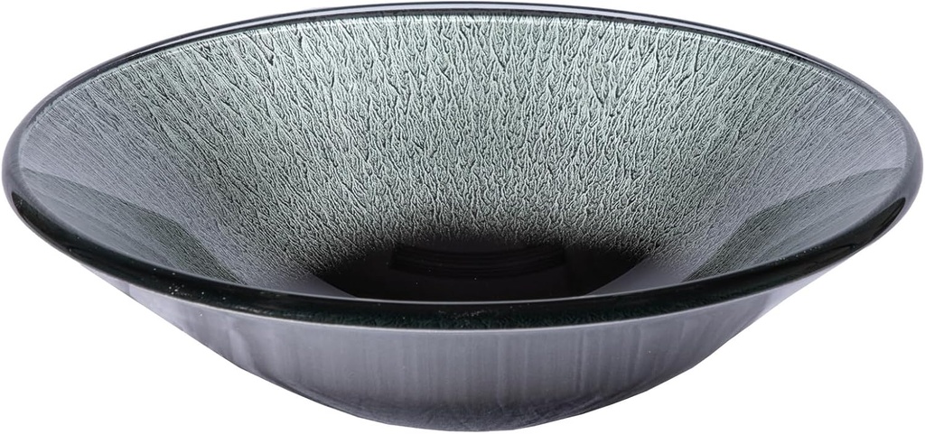 Eden Bath Silver & Black Streams Round Glass Sink Bowl Bathroom Vessel Sink for Vanity Top