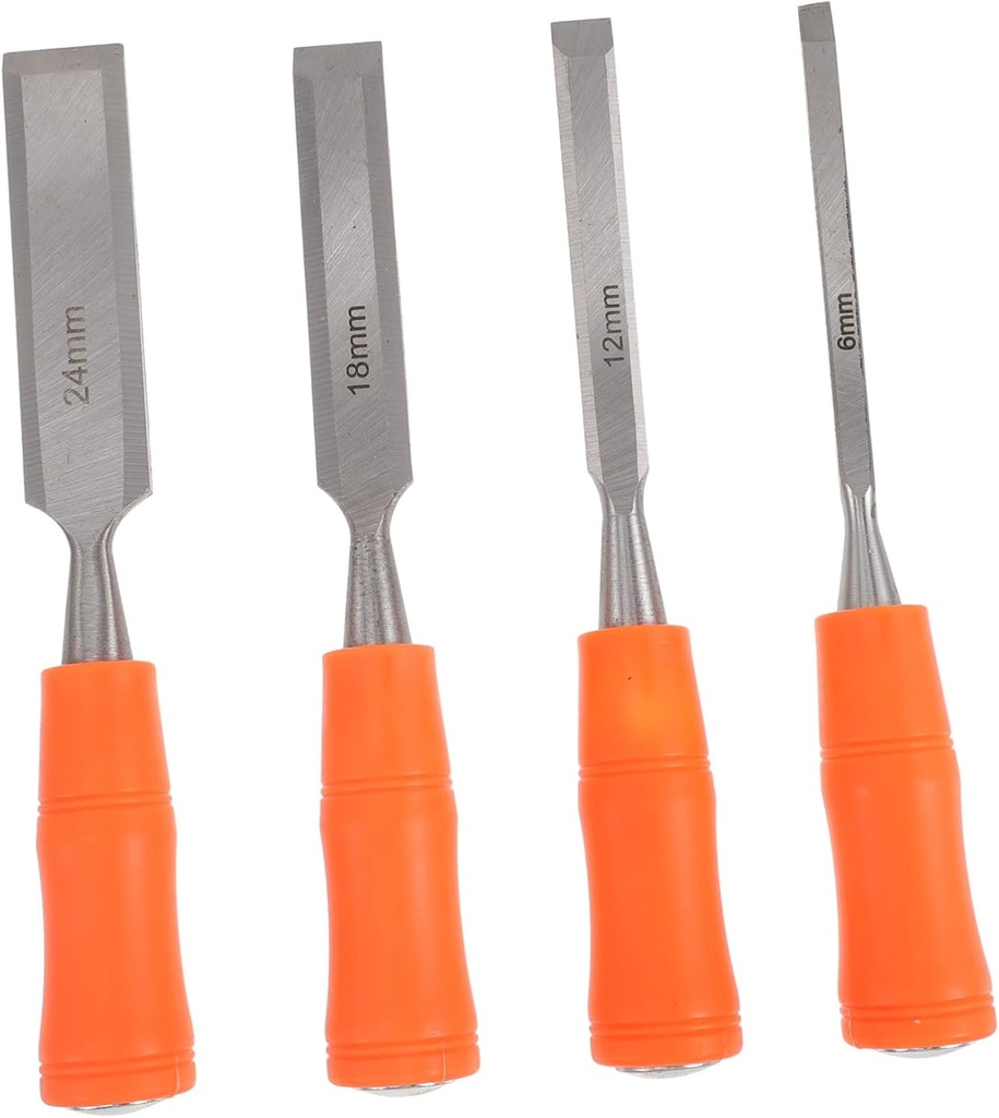 CHILDWEET 4Pcs Craft Chisels High Carbon Steel Engraving Tools with Plastic Handles for DIY Handicrafts Sculpting and Woodworking Carving