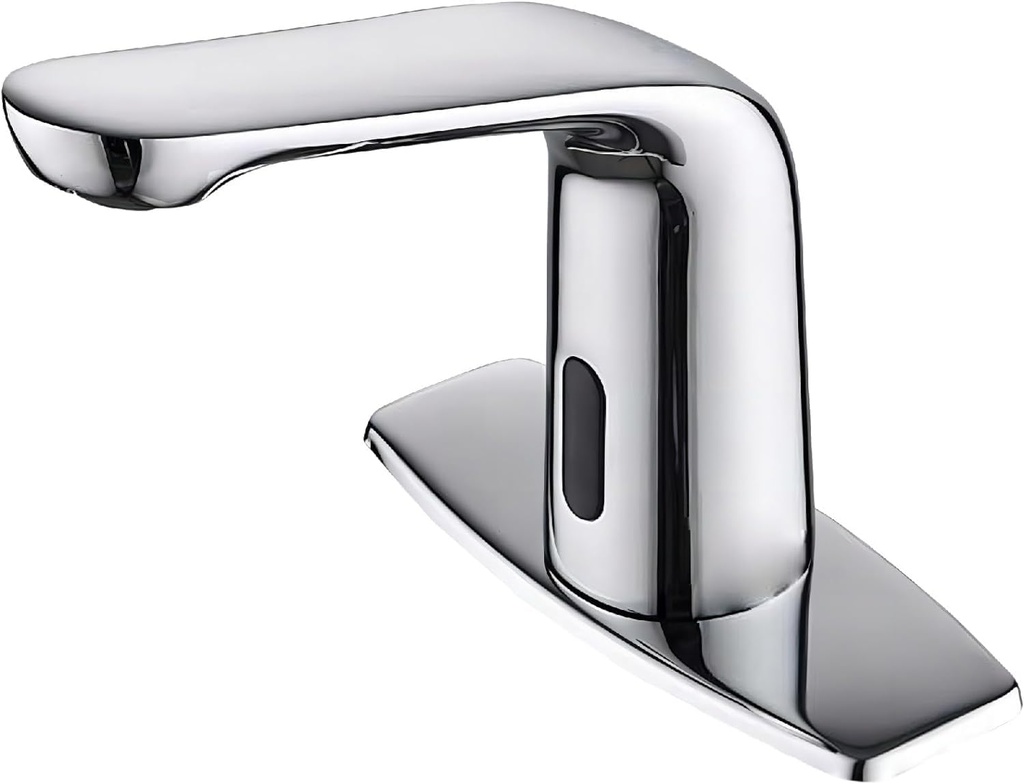 Luxice Chrome Touchless Bathroom Sink Faucet - Automatic Motion Sensor Battery Opertated for Commercial Lavatory Bathroom