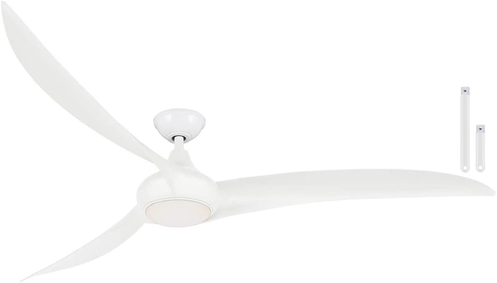MINKA-AIRE F848-WH Light Wave 65' Ceiling Fan, White Finish with Remote and Additional 3.5' Downrod