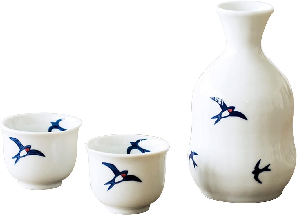 Japanese Sake Cup Set Traditional Ceramic Cups Crafts Wine Glasses Japanese Sake Set with 1 Sake Serving Bottle and 2 Sake Cups