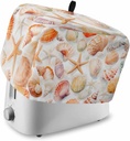 Orange Shells Coastal Toaster Cover 4 Slice, Summer Beach Starfish Watercolor Dustproof Bread Machine Oven Cover with Storage Pockets, Fits Most Kitchen Toasters Protector
