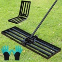 DOUBFIVSY Lawn Leveling Rake, 30x10 inch Lawn Leveler Tool with 80” Adjustable Long Handle, Lawn Lute Heavy Duty Sand Leveling Rake Dirt Leveler for Yard Grass Level Soil Golf Field Farm Pasture
