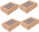 4Pcs Cupcake Carrier Boxes Cake Holders with Inserts for Safe Packaging Elegant Display of Cupcakes Muffins Desserts