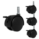 4pcs 1.5 Inch Swivel Caster Wheels Circlip Stem M8x20mm Lockable Brake 360 Degree Rotatable Rollers Small Black Nylon Castor Replacement for Furniture Table Desk Chair Stool Shelf Cabinet