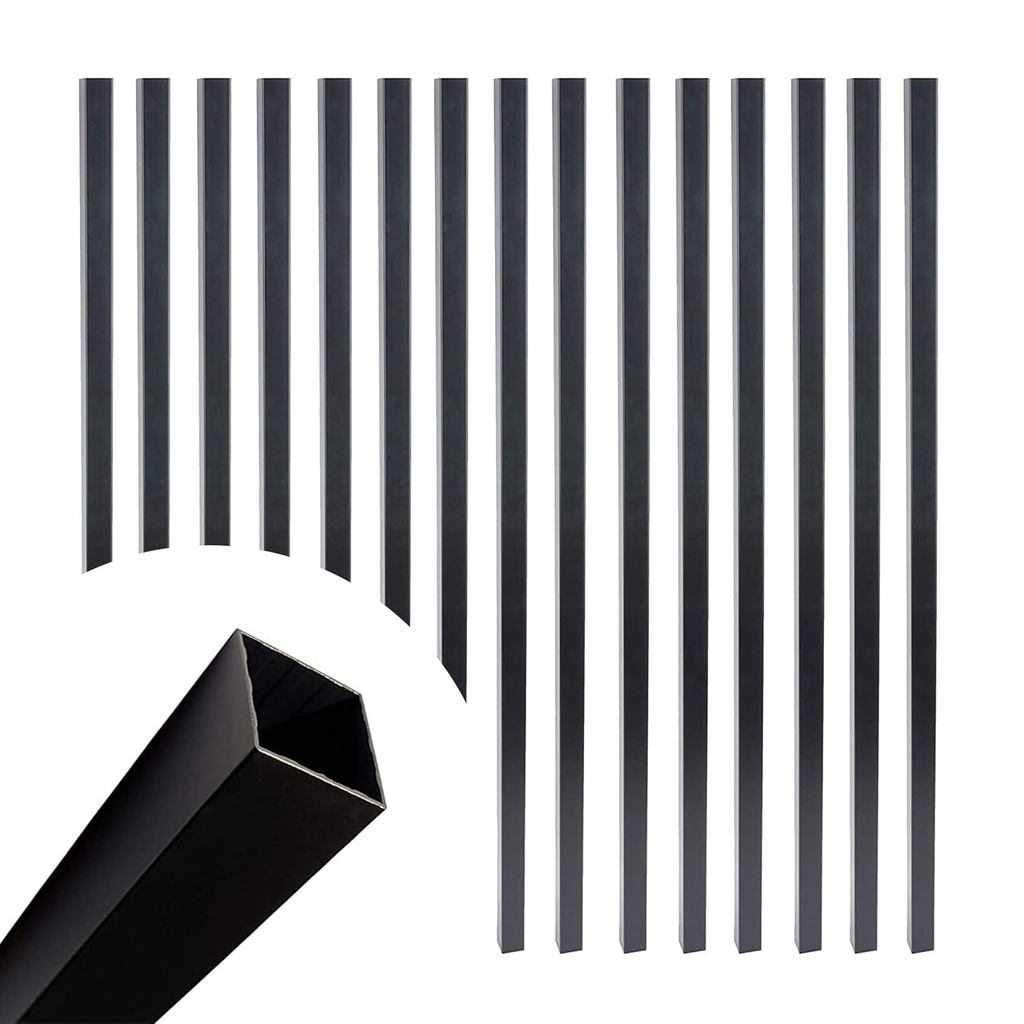 Aluminum Deck Balusters - Square Aluminum Deck Railing, Wood, PVC and Composite Deck Railing Compatible, Black Matte Finish, Wrought Iron Look 29" x 3/4" Pack of 25