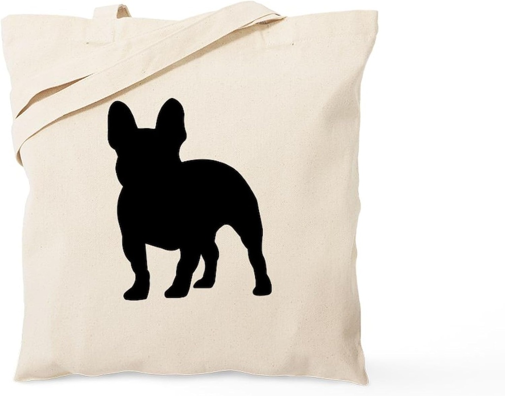 CafePress French Bulldog Silhouette Tote Bag Reusable Natural Beige Canvas Shopping Bag