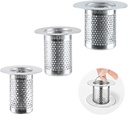 3 Pack Sink Drain Strainer - Stainless Steel Bathtub Shower Drain Hair Stopper Strainer for Shower Bathroom Kitchen Sink Prevent Clogging, with Handle (1.97"& 2.17"& 2.56")