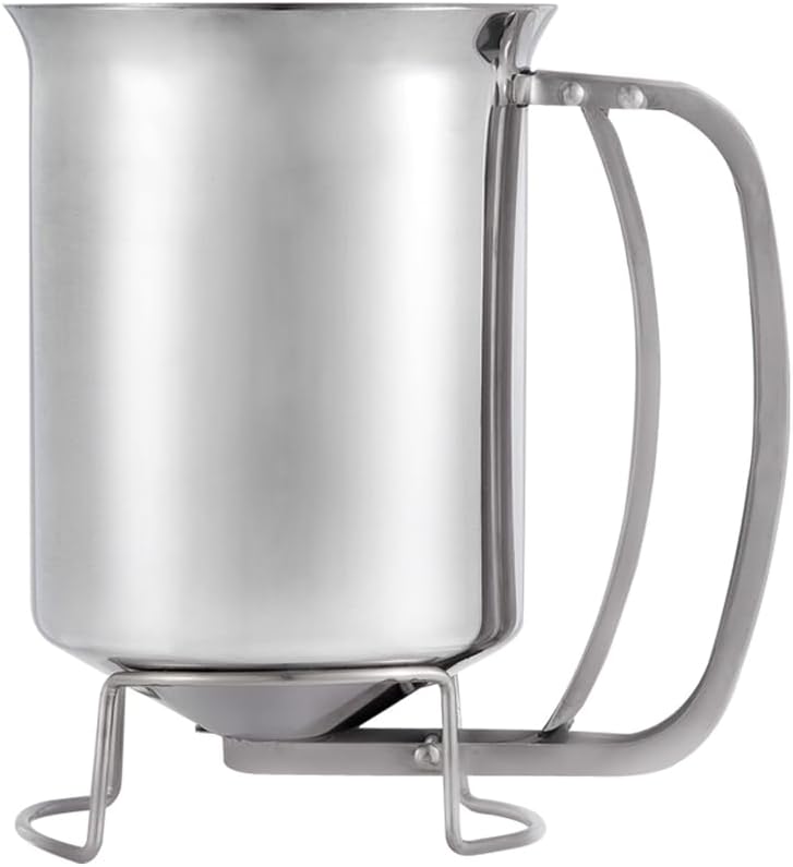 800ml Stainless Steel Pancake Batter Dispenser - Great for Baking,Cupcakes,Muffins-Cooking Crepes,Waffles- Easyflow Spout -Measuring Gauge in Mls and cups