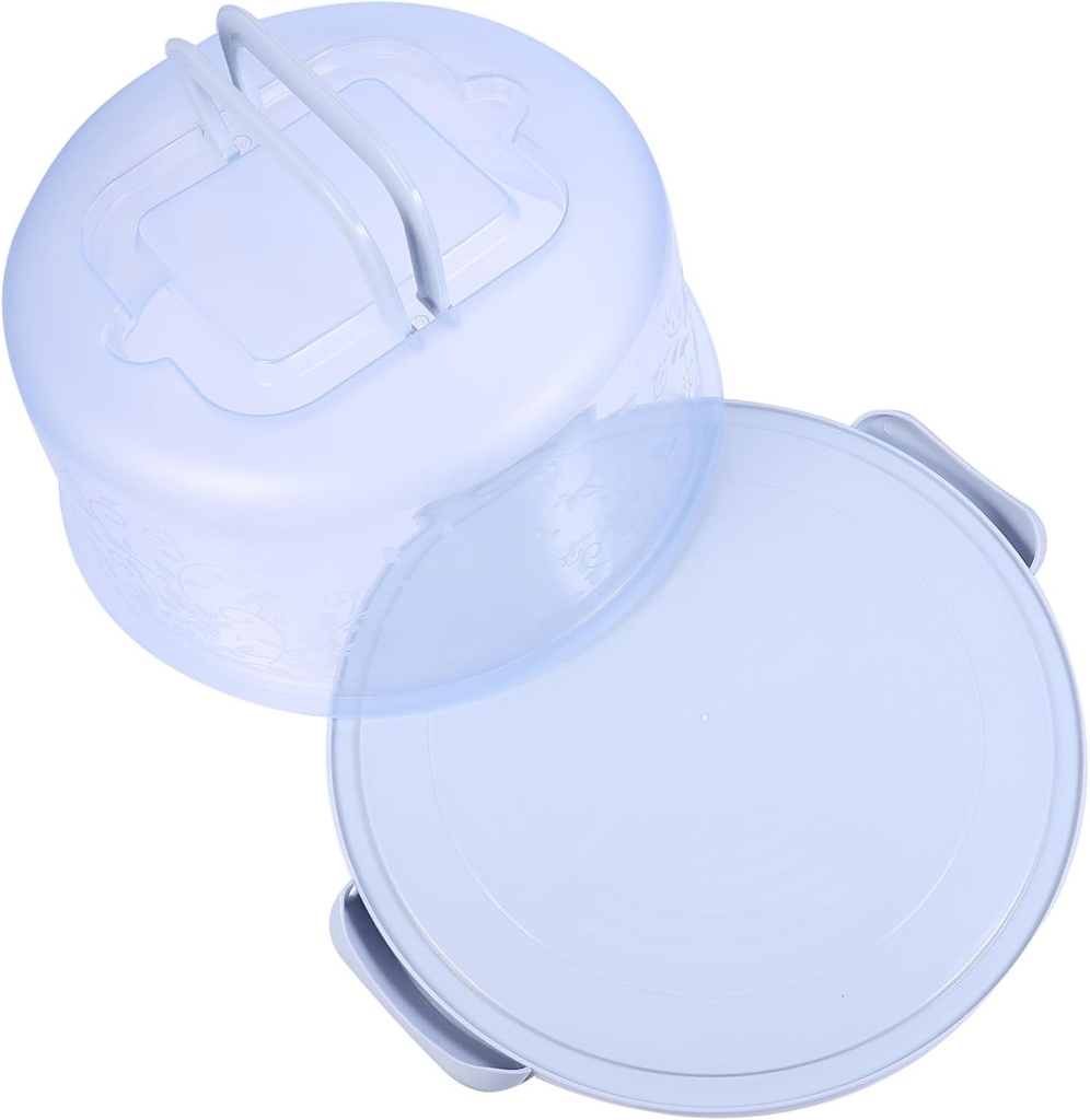Portable Cake Carrier with Locking Lid Transparent Round Cupcake Holder Box Safe Material Cake Saver Convenient Handle for Travel Home Office Car Use