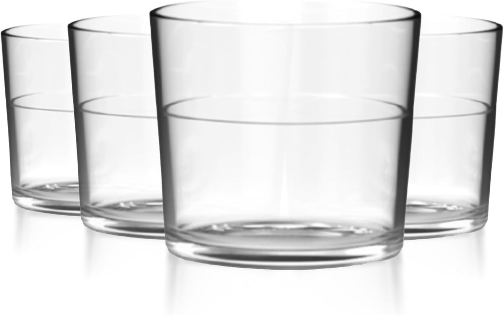 DRINIQUE 10oz Unbreakable Rocks Cocktail Glasses (Set of 4) Shatterproof Tritan Plastic Drinking Glasses - Clear Pure Collection Cocktail Glass - Clear
