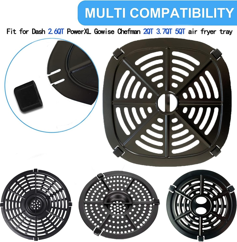 Professional Rubber Bumper Feet for Dash 2.6QT Air Fryers, 4PCS Air Fryer Silicone Rubber Pieces Stoppers Tabs Tips, Rubber side Parts for 2QT 3.7QT 5QT PowerXL Gowise Chefman Air Fryer Tray