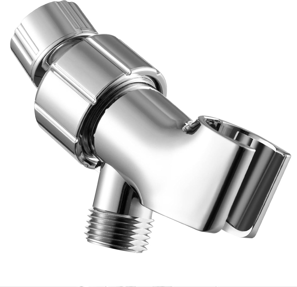OFFO Shower Head Holder for Handheld Shower Head, Adjustable Shower Arm Mount for Connecting Shower Arm and Shower Hose, 1/2 Inch IPS Female Inlet and Male Outlet, Chrome Finish