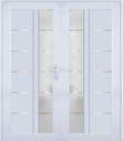 VDOMDOORS Front Exterior Prehung Metal-Plastic Double Doors/MANUX 8088 White Silk/Residential Doors Entrance Patio Garage 72 x 80