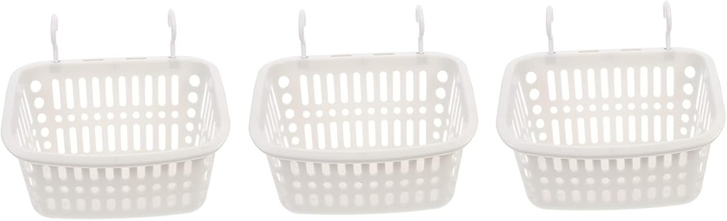 IMIKEYA 3pcs Hanging Wall Baskets Plastic Storage Organizers with Hollow Design for Kitchen Bathroom Shelves Strong Load Bearing and Water Resistant Sundries Holders in White
