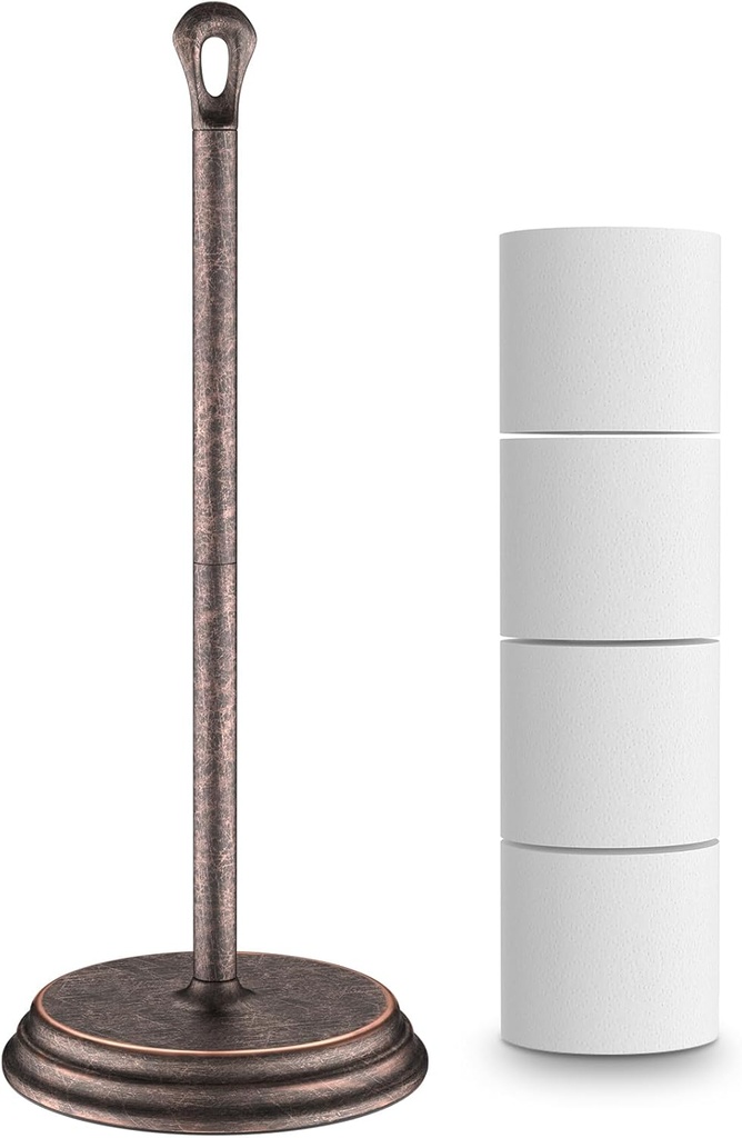 Toilet Paper Holder with Rustproof, Metal Free Standing Toilet Paper Stand Storage for Bathroom, Tissue Paper Roll Holder for Bathroom Accessories (Oil Rubbed Bronze)